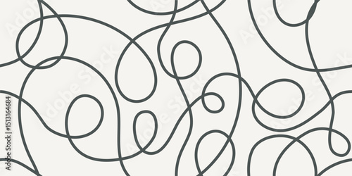 Tangled seamless background. Repeating vector pattern with messy intertwined lines. Chaotic pattern with editable lines. Modern seamless pattern for textiles and fabrics.
