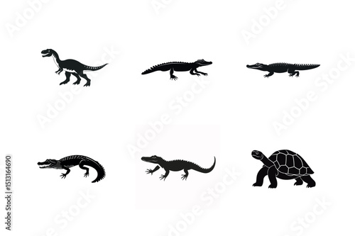 Silhouette collection of reptiles and dinosaur