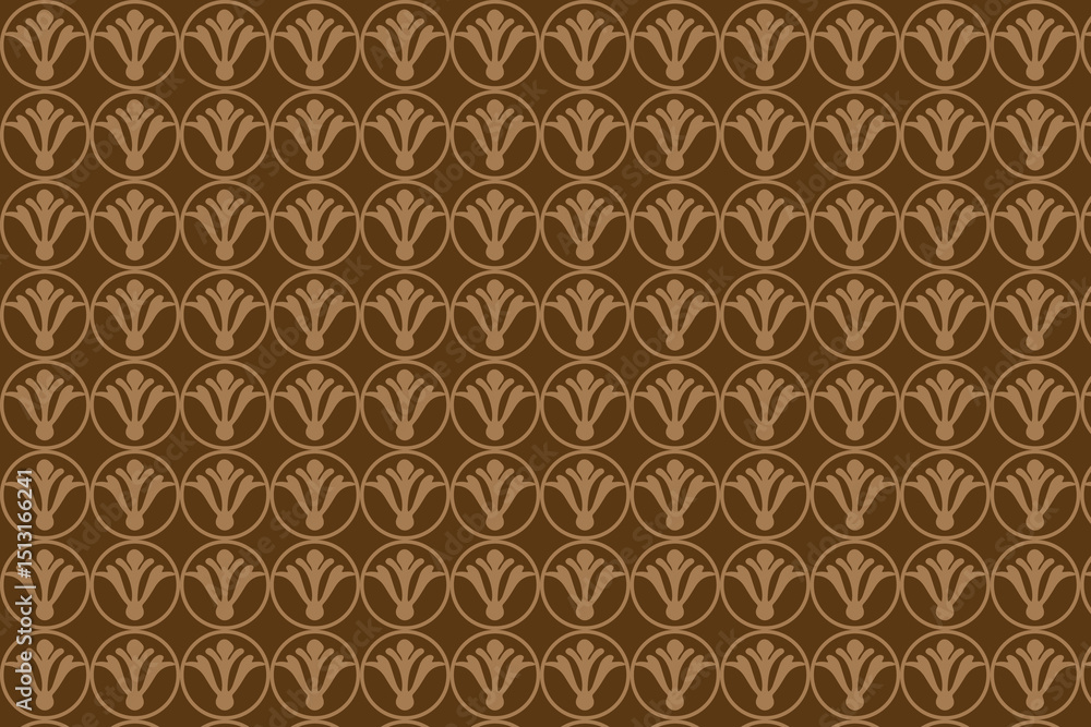 Seamless Brown and Tan Floral Pattern with Circular Elements Seamless Brown and Tan Floral Pattern with Circular Elements