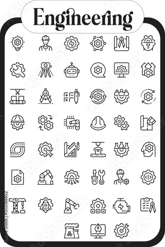 Engineering Icon Set 40+ Line Icons for Projects