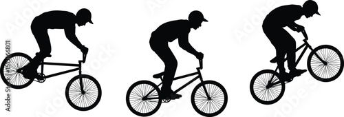 BMX Rider Silhouettes Performing Tricks on Bicycle | Extreme Sports and Urban Cycling