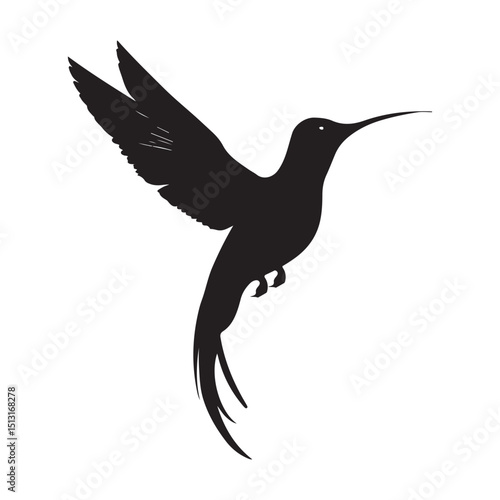 Hummingbird silhouette vector art, icon, and graphic
