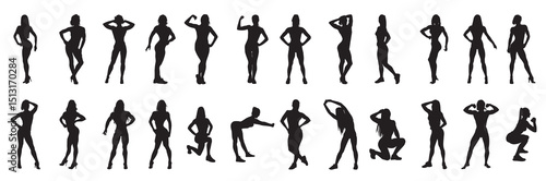woman bodybuilder vector silhouette