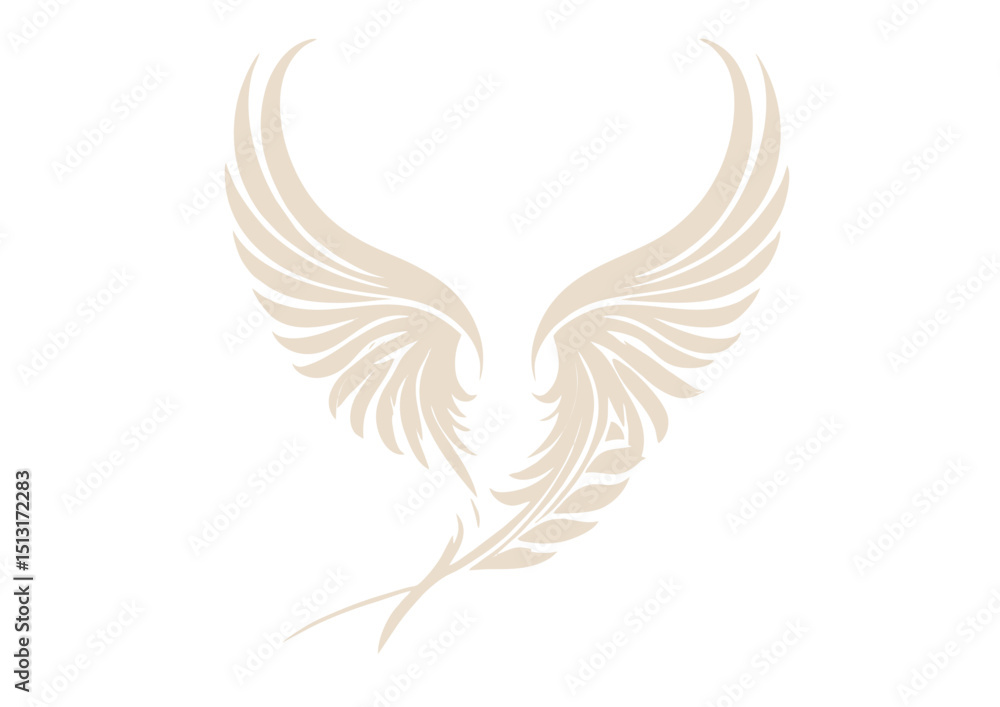Obraz premium Elegant Beige Wings Illustration A Symbol of Freedom, Power, and Grace. Perfect for Logos, Designs, and Creative Projects. High-Resolution Download Available.