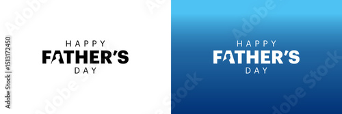 Father's Day typography design features one in a white background and the other in a blue gradient background, showcasing two distinct typographies.