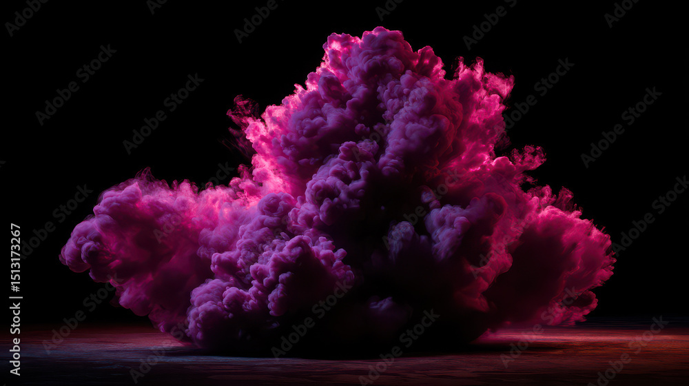 Fototapeta premium Vibrant pink smoke cloud dark background, dramatic and mysterious