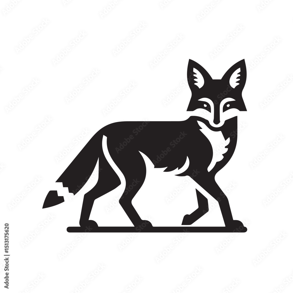 Fototapeta premium Jackal silhouette black and white vector icon