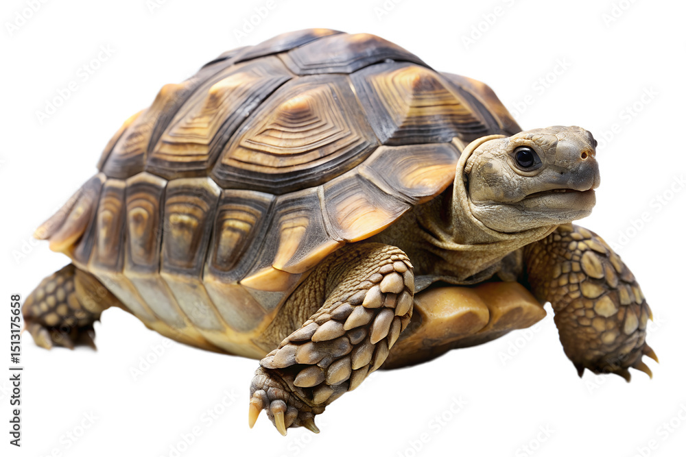 Fototapeta premium Close-up of a Sulcata Tortoise, showcasing its shell texture and details