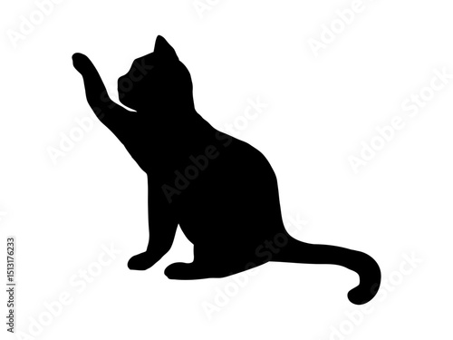 cat silhouette　14　手を伸ばすネコのシルエット　icon
