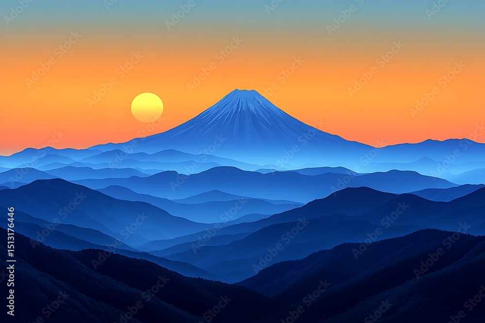 Fototapeta premium Majestic mountain range at sunrise