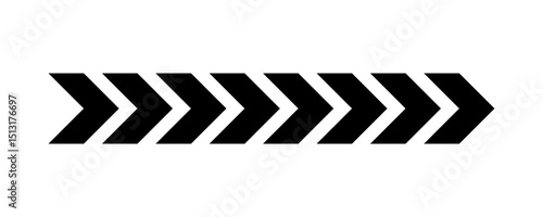 Chevron arrow pattern. Chevron shape line. Motion direction road line. Triangle arrow sign. Warning repeat striped. Swipe icon. Design element. Vector illustration isolated on white background.