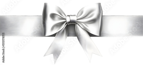 Elegant silver ribbon and bow isolated on a black background for special occasions