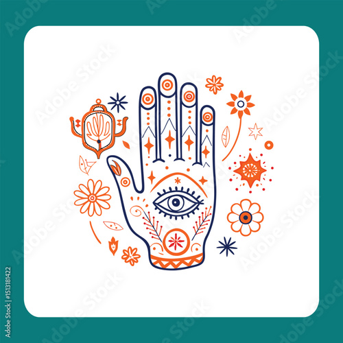 hand holding a set of icons