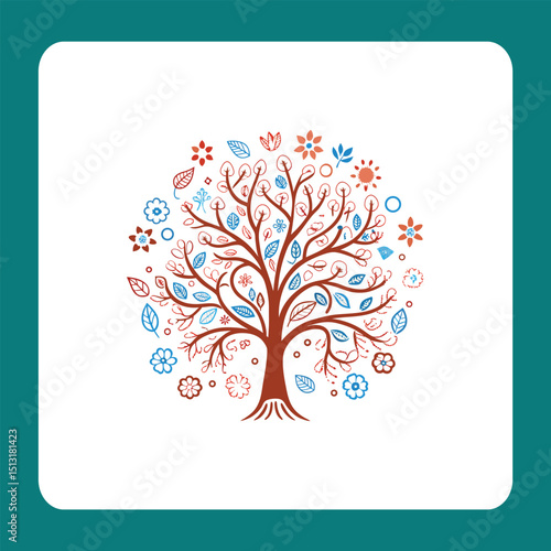 vector tree with floral elements