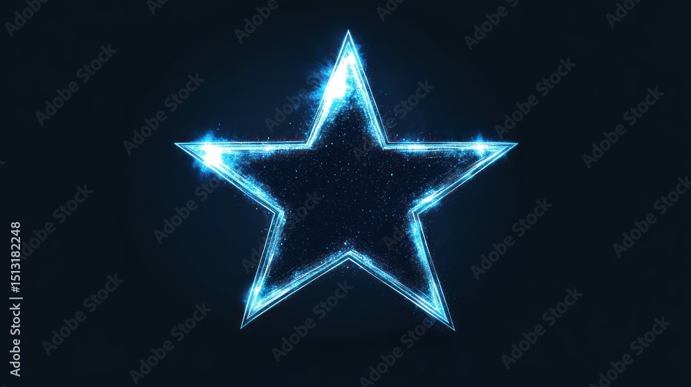 Fototapeta premium Blue glowing star graphic on dark background (1)