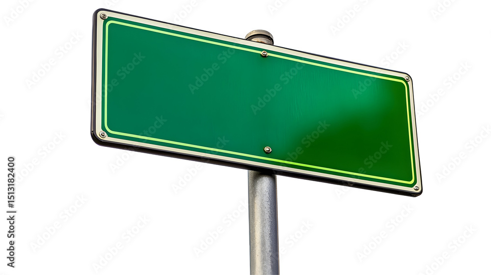 Blank Green Street Sign on a Post with Black Background Ready for Custom Text Blank Green Street Sign on a Post with Black Background Ready for Custom Text