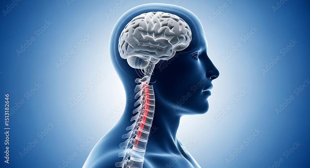 Obraz premium Human Brain and Spine Anatomy