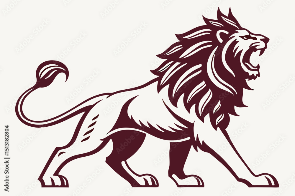 Fototapeta premium Lion, animal, vector, illustration, pony, stallion, cartoon, tattoo, wild, running, design, farm, mammal, silhouette, black, mustang, mane, symbol, tail, art, nature, outline, drawing, animals, pegasu