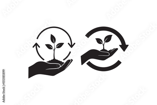 Environmental Care Hand Holding Plant Vector - Plant Protection Hand Loop