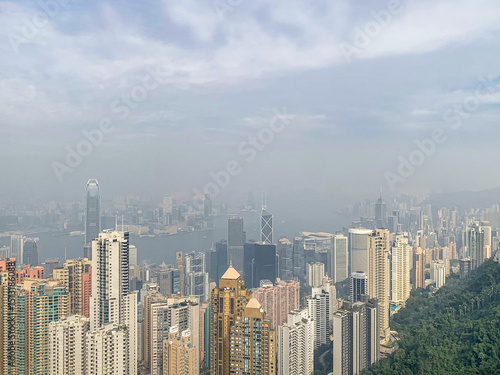 Wallpaper Mural Victoria peak and aerial view of Hong Kong Financial District  Torontodigital.ca