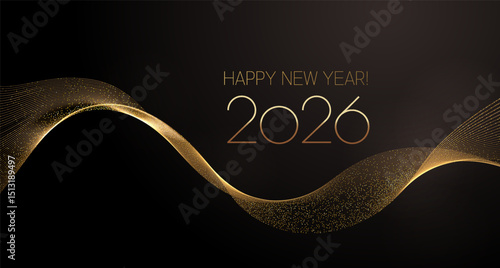 2026 New Year Abstract shiny color gold wave design element
