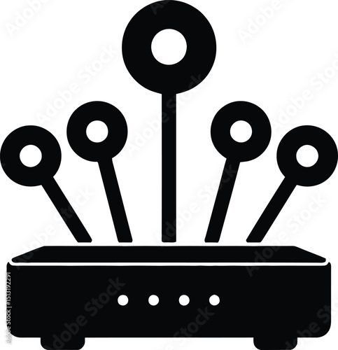 Router Wi-Fi wireless internet network connection technology signal access point icon vector graphic 