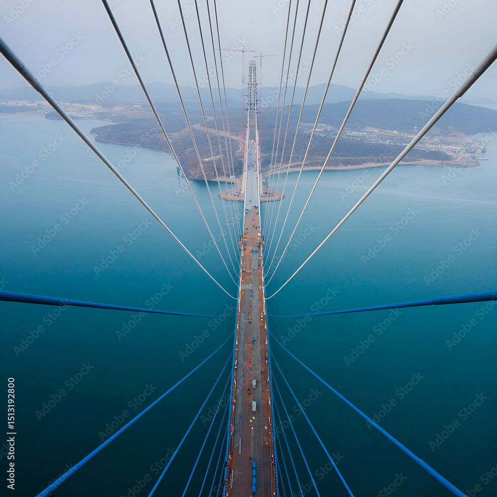 Fototapeta premium suspension bridge over the river