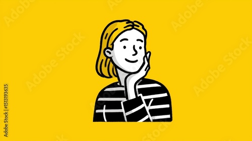 2D minimalist person nodding in agreement, positive reaction, flat vector art, plain background, corporate illustration