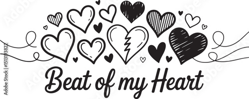 Beat of My Heart - Exquisite Collection of Black and White Heart Silhouettes