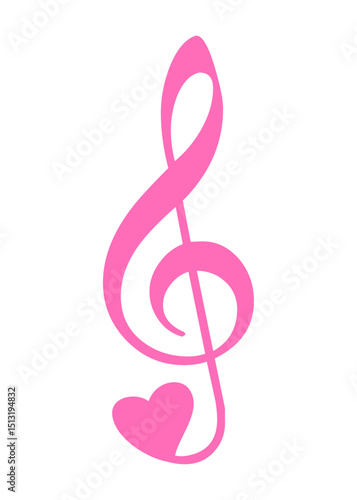 Logo música romántica. Clave de sol con corazón 