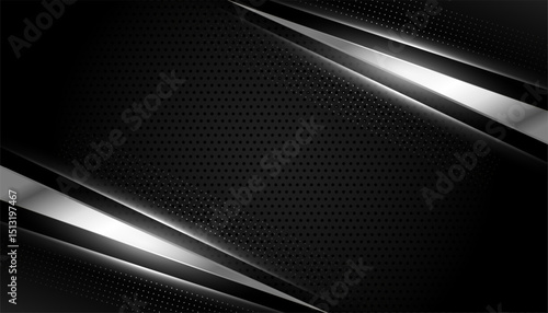 modern silver geometric shape on dark black background design