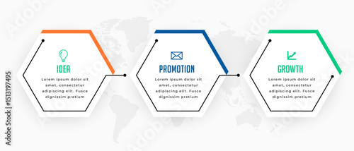 three step infographic sequence element template for business success