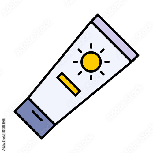 Sunscreen Tube Icon. Sunblock or sun protection cream symbol. Editable vector for beach, summer, skin care, and outdoor activities.