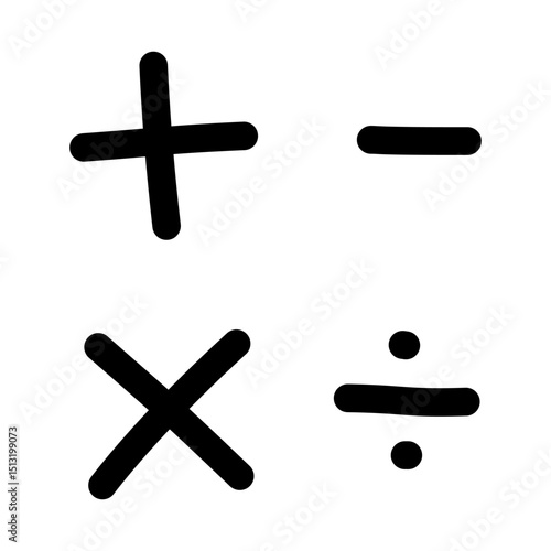 Doodle icons of math symbols in hand drawn style.doodle symbols of plus, minus, multiplication, subtraction, division