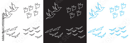 Flock of Birds icon. Vector for websites, mobile interfaces, presentations, banner, visual branding etc. Vector illustration. isolated on white and black background. EPS 10