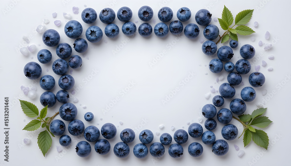 Fototapeta premium Fresh blueberries arranged in a circular frame studio setting high-quality food photography natural light