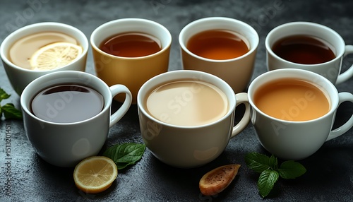 Variety of tea cups with different colors