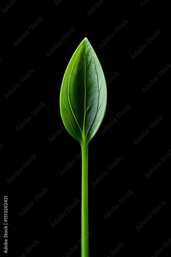 Fototapeta premium Single vibrant leaf against black background