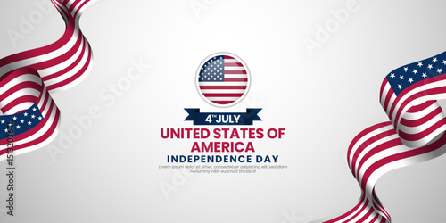 USA Independence day with America flag banner background with blank space area