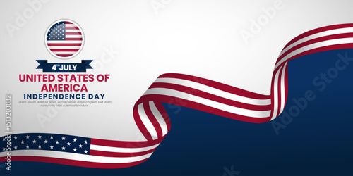 USA Independence day with America flag banner background with blank space area