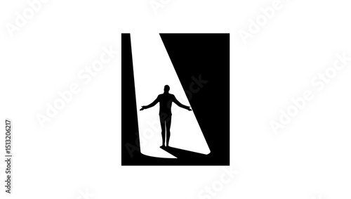 actor on stage, black isolated silhouette