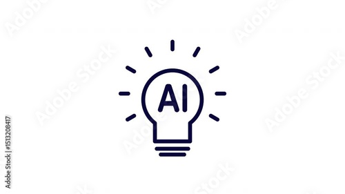 Animation of an ai lightbulb icon symbolizing innovation and brilliance.