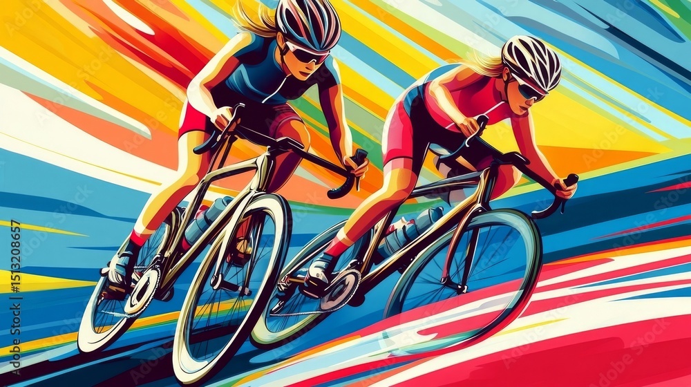 Fototapeta premium cyclist on the road