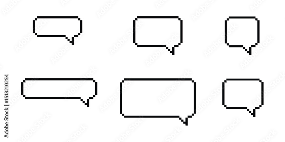 Obraz premium Pixel speech bubbles. Chat speech or dialogue. on white background. Vector illustration