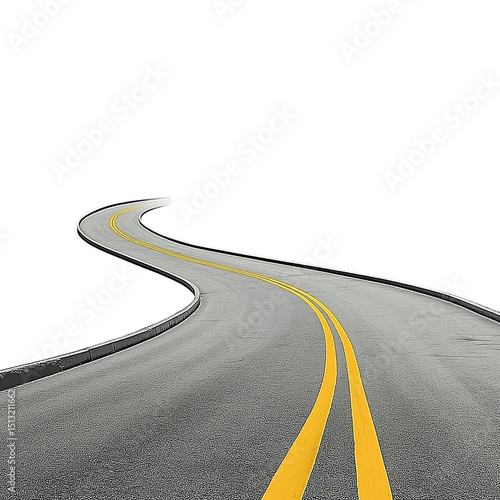 Winding road through a blank landscape