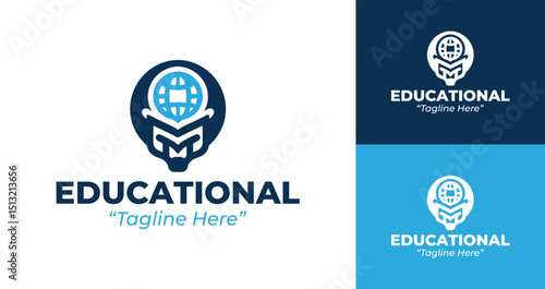 Professional Educational Logos for Apps and Learning Platforms with Global Icon