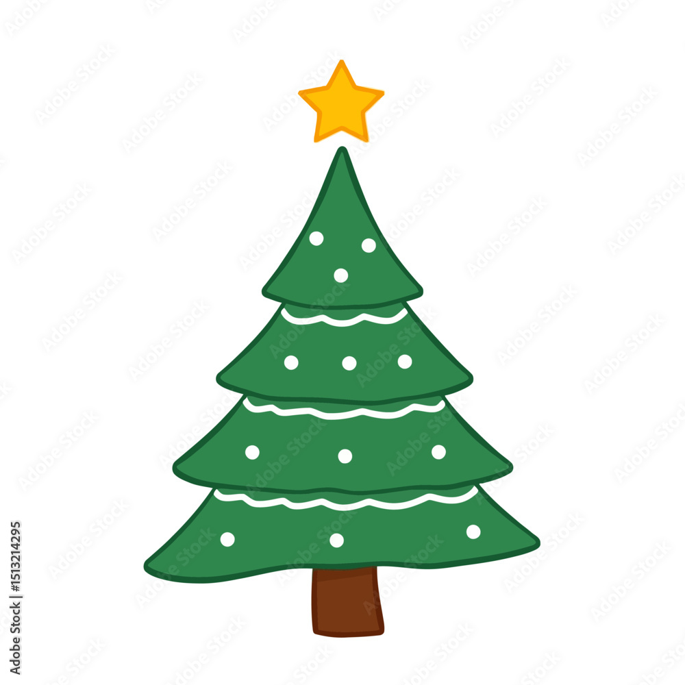 Fototapeta premium Simple cartoon christmas tree with star