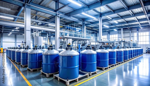 Interior Of A Fuel Grade Methanol Production Line With Blue Containers In 4K