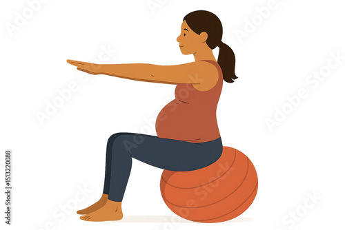 A pregnant woman doing gym ball exercises to help with labor