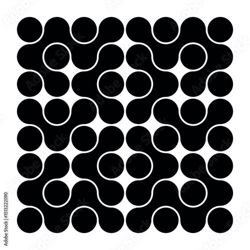 Abstract pattern of black connected dots, metabol. Minimalist pattern of circles, dots. Dot movement icon. Isolated vector illustration on white background for banners, stickers, posters.